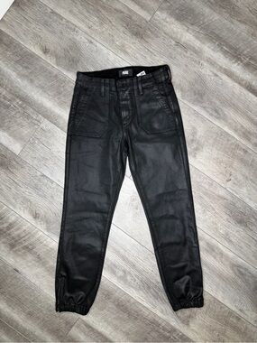 PAIGE Black Faux Leather Jogger Pants